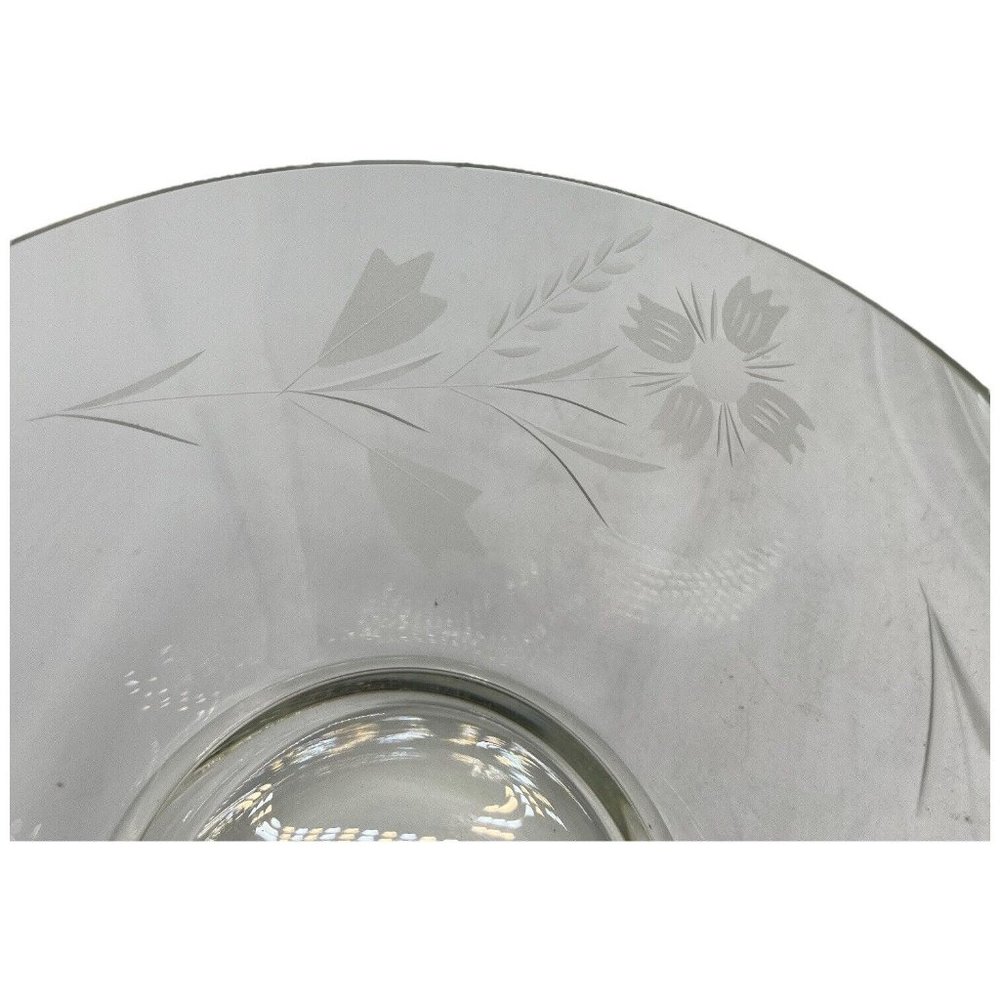 Vintage Engraved Floral Crystal Candy Dish with Lid Clear Glass READ - Picture 9 of 14